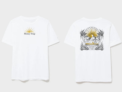 Honey Trap white t-shirt with surfer design